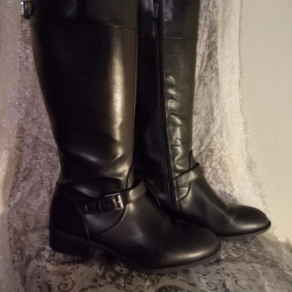 Chaps Black Knee High Riding Boots - EUC